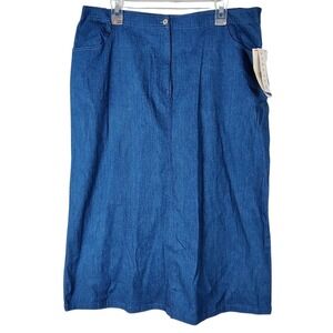 Alfred Dunner Monte Carlo Indigo Stretch Denim Midi Skirt Size 16
